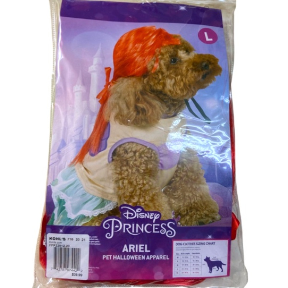 DISNEY’S The Little Mermaid Princess Ariel Dog Halloween Costume Size Large - Picture 4 of 6